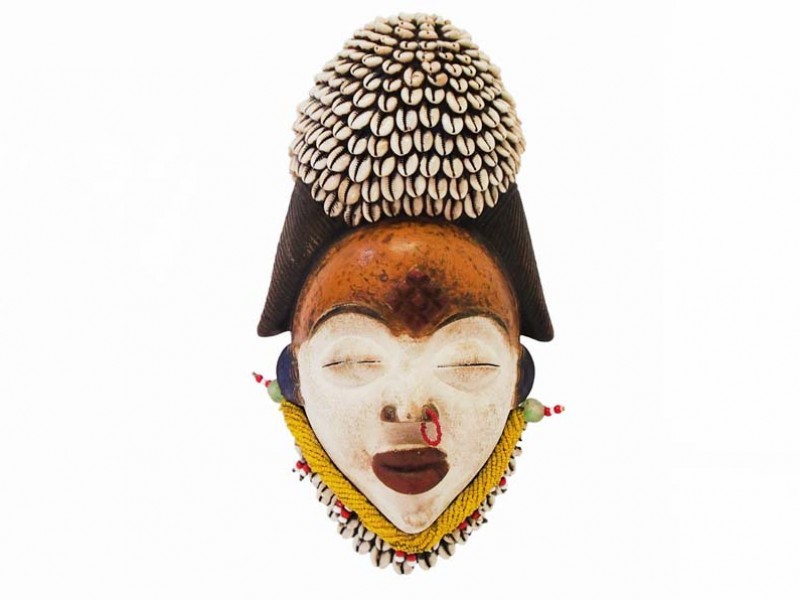 Punu Mask with Cowrie Shells - 3 Punu Mask with Cowrie Shells - 3